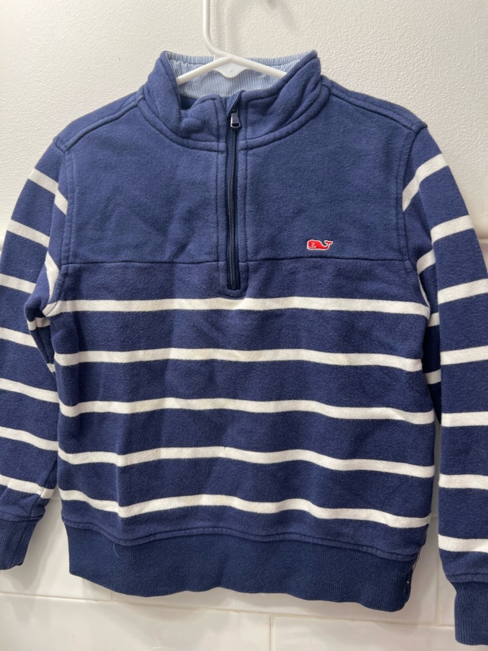 Vineyard Vines Navy and White Stripe Half-Zip